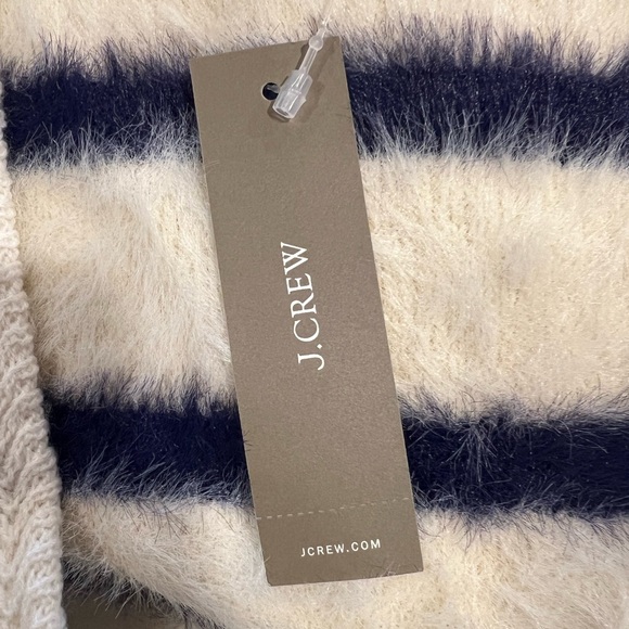 J. Crew Sweater Lady Jacket in Striped Brushed Yarn Nautical White and Navy (L) - Picture 13 of 14